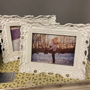 (2) White Glossy Ornate frame 5x7